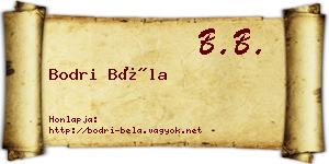 Bodri Béla névjegykártya